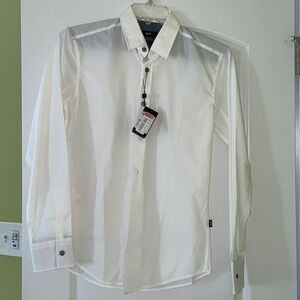 NWT BOSS size small white button down